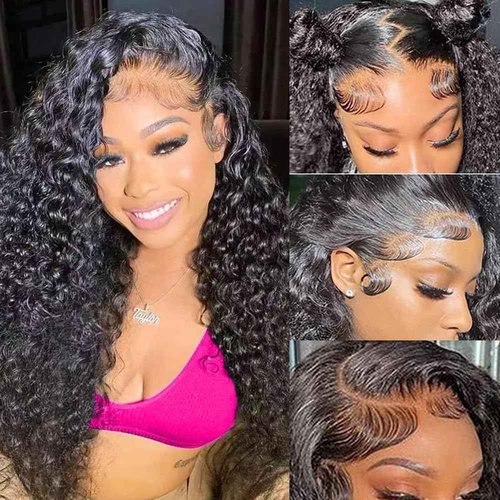 QTHAIR 16A Water Wave Transparent HD Lace Closure 4x4 Lace Closure Free Part Closure Water Wave Human Hair Closure 24" #1b 150% Density Unprocessed Wet and Wavy Virgin Human Hair Lace Frontal Closure