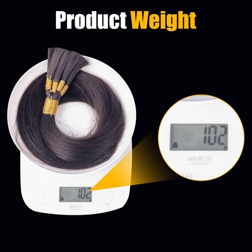 V Light Hair Extension Kit Hair Bulk, 18" 20" 22", 100 grams, Double Drawn,10 Bundles,100% Human V-light Bulk Hair Extensions #1B Black #613 blonde. (#1b 100g, 20inch)