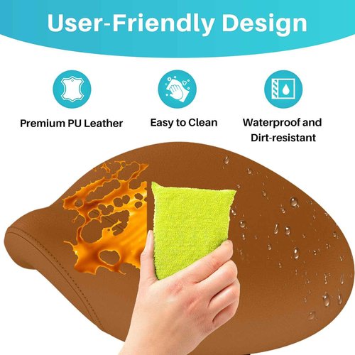 YEEZEE Saddle Stool Ergonomic- Comfortable Rolling Saddle Stool with Wide Thick Saddle Seat Padding, Swivel Adjustable Saddle Chair with Wheels and Ring Pedal for Medical Massage Salon (Brown)