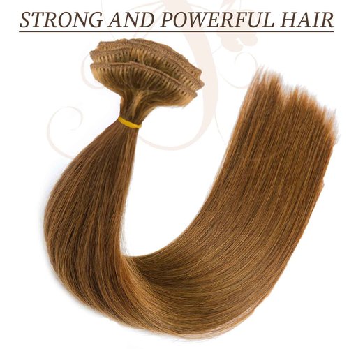ManeMajesty Clip in Hair Extensions Real Human Hair for White Women Chestnut Brown,100% Natural Premium Remy Human Hair 20 Inch 10pcs 100g/Set,Straight Clip Hair Extensions with Double Weft