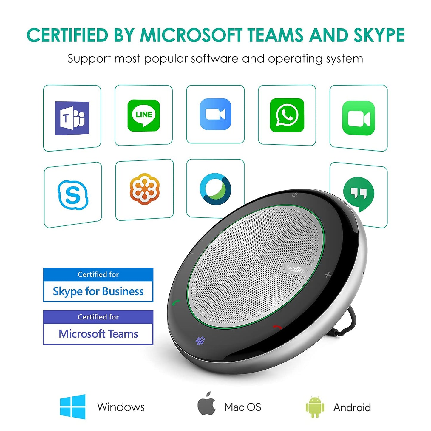 Yealink Bluetooth Speakerphone Conference Microphone Teams Certified CP700 USB Full Duplex Noise Reduction Algorithm Home Office 360° Voice Pickup (Package Without dongle)