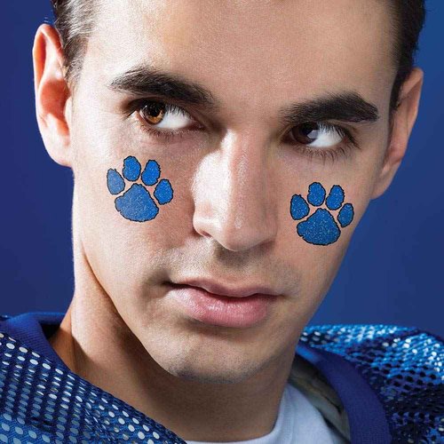 Anderson's 100-Piece Blue Glitter Paw Body Decal Set, Tattoos, Cheek Cheers, Fan Gear, Sports Fan Gear,School Spirit, Football Cheerleader Accessories, Homecoming