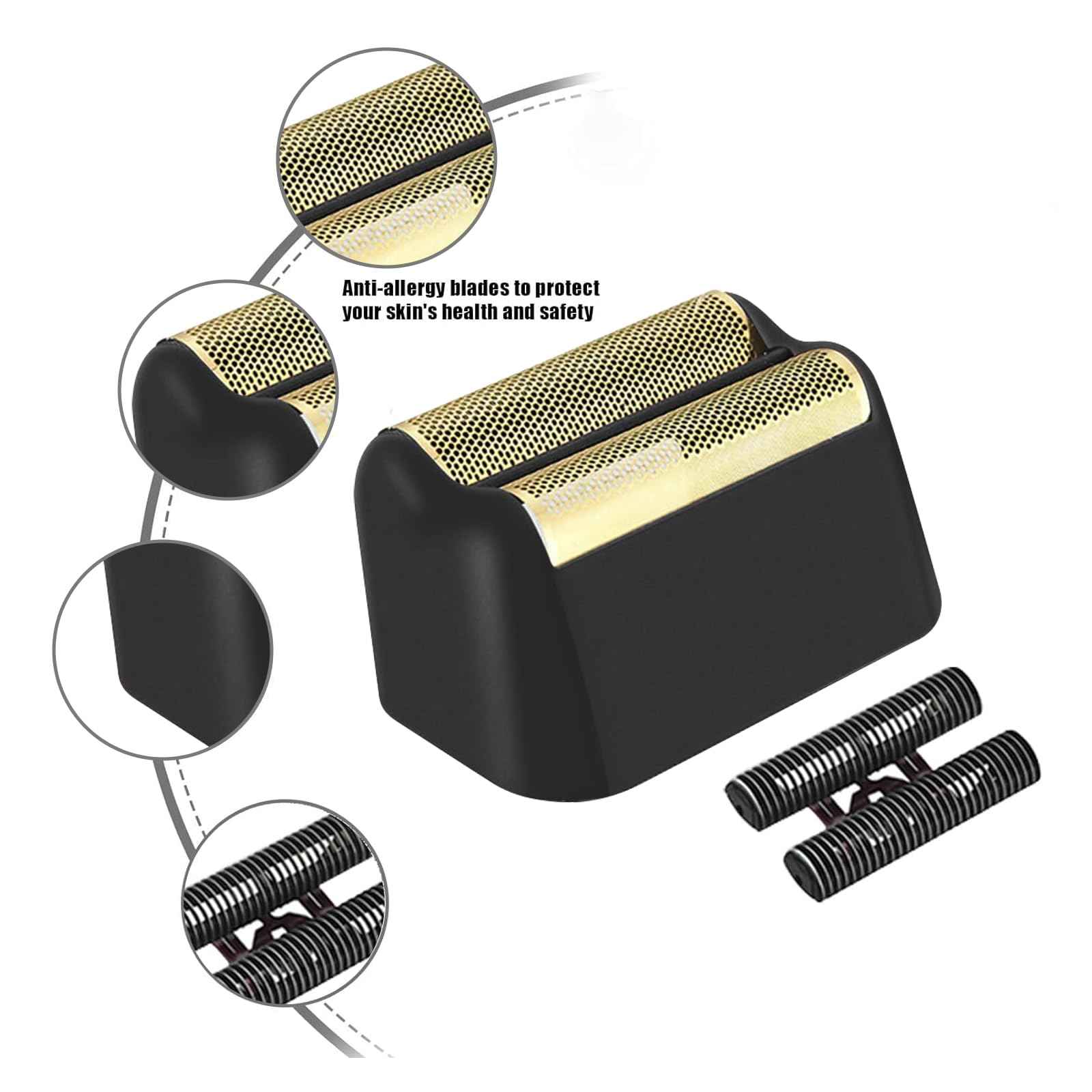 4 Pack Professional 5 Star Series Finale Shaver Replacement Foil and Cutter Bar Assembly Compatible With Wahl Shaver Foil 7031-100, 7043-100 Super Close Shaving Replacement Heads， (Black)