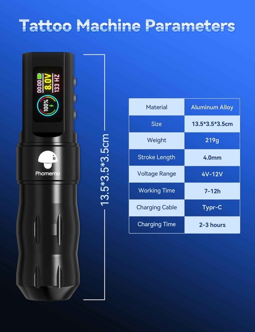 Phomemo Tattoo Gun Kit, Wireless Tattoo machine Kit for Beginners Complete Set, Tattoo Pen with 20 Tattoo Cartridge Needles, Tattoo Practice Kit with 1 Batteries