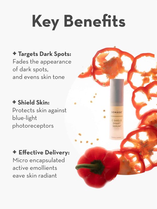 Sonage C Shield Smart Serum: Hyaluronic Acid & Vitamin C | Brightens, Shields from Blue Light, Fades Dark Spots (15 ml)