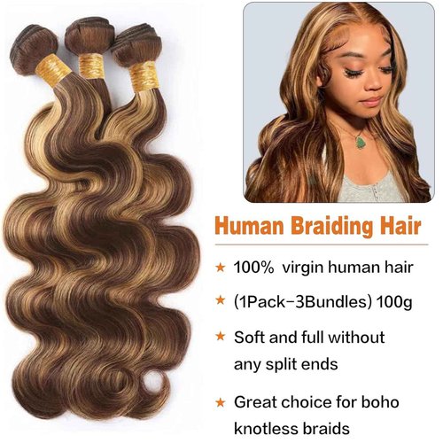 Fabimiya Water Wave P4/27 Human Hair Bundles 22 24 26 Inch Unprocessed Brazilian Virgin Hair Bundles P4/27 Human Hair Quick 11A Weave Hair Extension