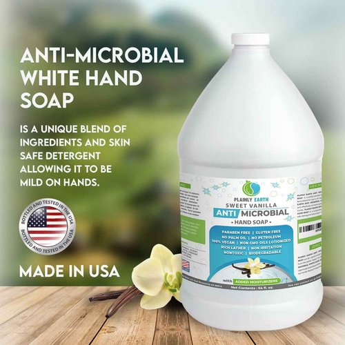 Plainly Earth Antimicrobial Liquid Hand Soap (6 x 64 Oz) - Antibacterial Soap Refill - Hand Soap Refill Bottle - Cruelty Free Moisturizing Soap, Sweet Vanilla