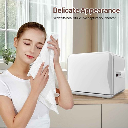 Utenzi Hot Towel Warmer, 8.5L Mini Towel Warmer Cabinet, Professional Small Towel Heating Box with Stainless Steel Rack, Premium Towel Heater for Spa, Beauty Salon, Barber, Massage, Gym, Home, White