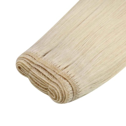 Easyouth 22 Inch Weft Hair Extensions Human Hair Blonde Sew in Hair Extensions Real Human Hair White Blonde Soft and Smooth Human Hair Extensions Sew in for Women 100G