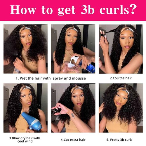 Smoothair Headband Wig Human Hair Kinky Curly Headband Wigs for Black Women Human Hair Wigs Glueless 24 Inch None Lace Front Wigs 150% Density (No Mixed)
