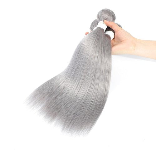 Condescension Brazilian Human Hair Bundles Sliver Grey 16 18 20 Inch Kinky Yaki Wave 3 Bundles Human Hair 100% Unprocessed Remy Brazilian Virgin Weave Hair Grey for Women