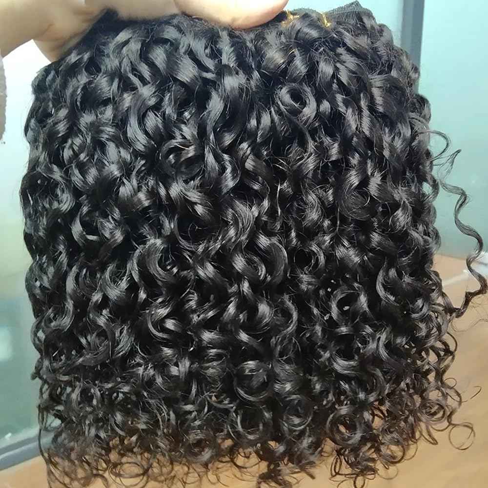 16A Double Weft Pixie Bouncy Curly Human Hair Bundles 20 Inch 1 Bundle Burmese Curly Human Hair Bundles 3C4A 100% Unprocessed Brazilian Raw Virgin Hair Extensions Quick Weave Extensions Natural Color