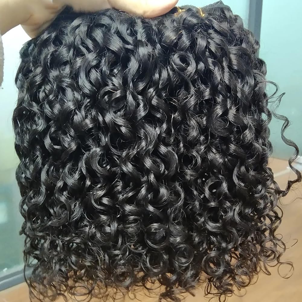 16A Double Weft Pixie Curly Human Hair Bundles 14 14 14 Inch 3 Bundles Burmese Curly Bundles Human Hair 3C4A 100% Unprocessed Brazilian Raw Virgin Hair Extensions Quick Weave Extensions Natural Color