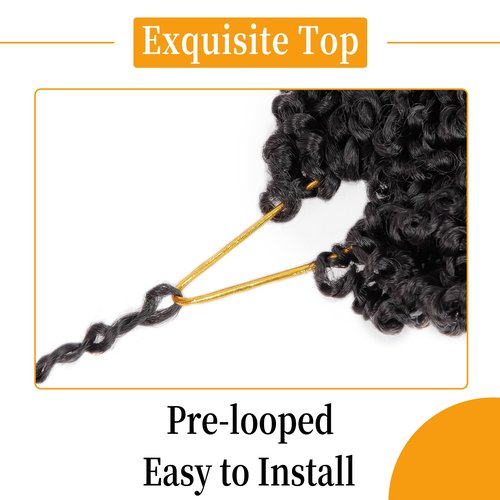 18 Inch Pre-Looped Yanky Twist Crochet Hair, 30 Strands/Pc, Mini Passion Twists, Senegalese Braiding Hair (Natural Black, 8 Pcs/Pack)