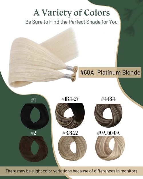 Ugeat Platinum Blonde I Tip Hair Extensions Human Hair for Everyday Use Blonde Itip Human Hair Extensions Reusable Silky Smooth Long Length No Damage 24 Inch 50S