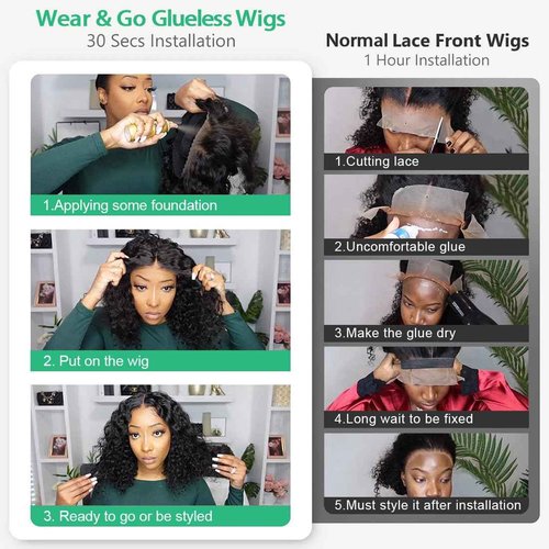 Wavymy Wear and Go Glueless Bob Wig Human Hair Pre Plucked Pre Cut 6X4 HD Lace Front Wigs Ready to Wear Water Wave Closure Wigs Human Hair for Women 180% Density (10 Inch)