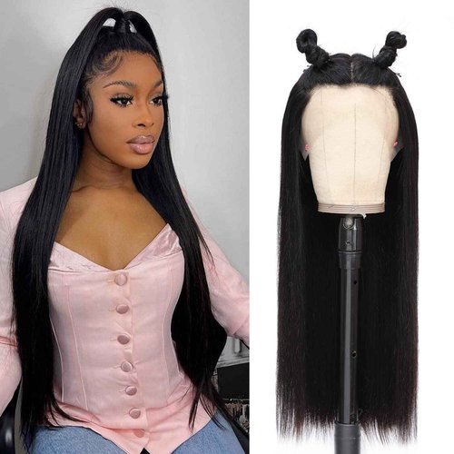 DULOVE Lace Front Wigs Human Hair, 13x4 Straight Human Hair, 200 Density Glueless Wigs for Balck Women, Pre Plucked with Baby Hair, Natural Color, 24 Inch