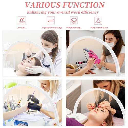 YINGJEE Half Moon Light Nail Lamp for Desk, Lash Light Led Nail Tech Lamp with Adjustable Brightness, Desk Lamp for Lash Eyelash Extension, Tattoo, Skincare, Eyebrows