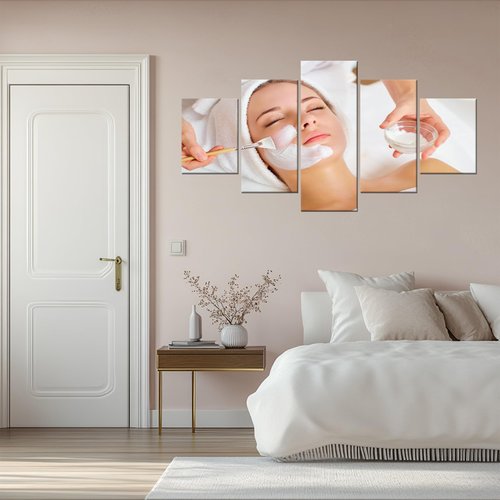 Facial Spa Massage Wall Art Skin Care Wall Decor Relaxing Spa Picture Canvas Prints Bathroom Poster Painting Framed Beauty Salon Home Living Room Decoration Ready to Hang(60''Wx32''H)