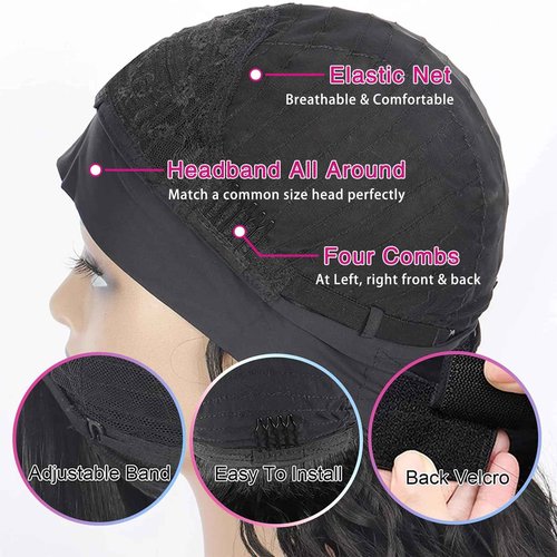 Headband Wig Human Hair Straight Headband Half Wigs Human Hair Brazilian Glueless Human Hair Wigs None Lace Front Wigs Machine Made Wigs 150% Density Natural Color 18 Inch