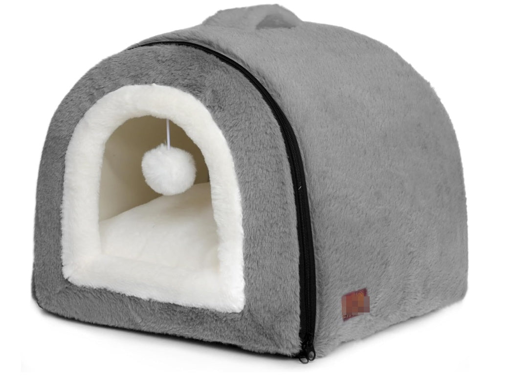 Foldable Indoor Cat Bed with Anti-Slip Water-Resistant Bottom - Cozy Pet House