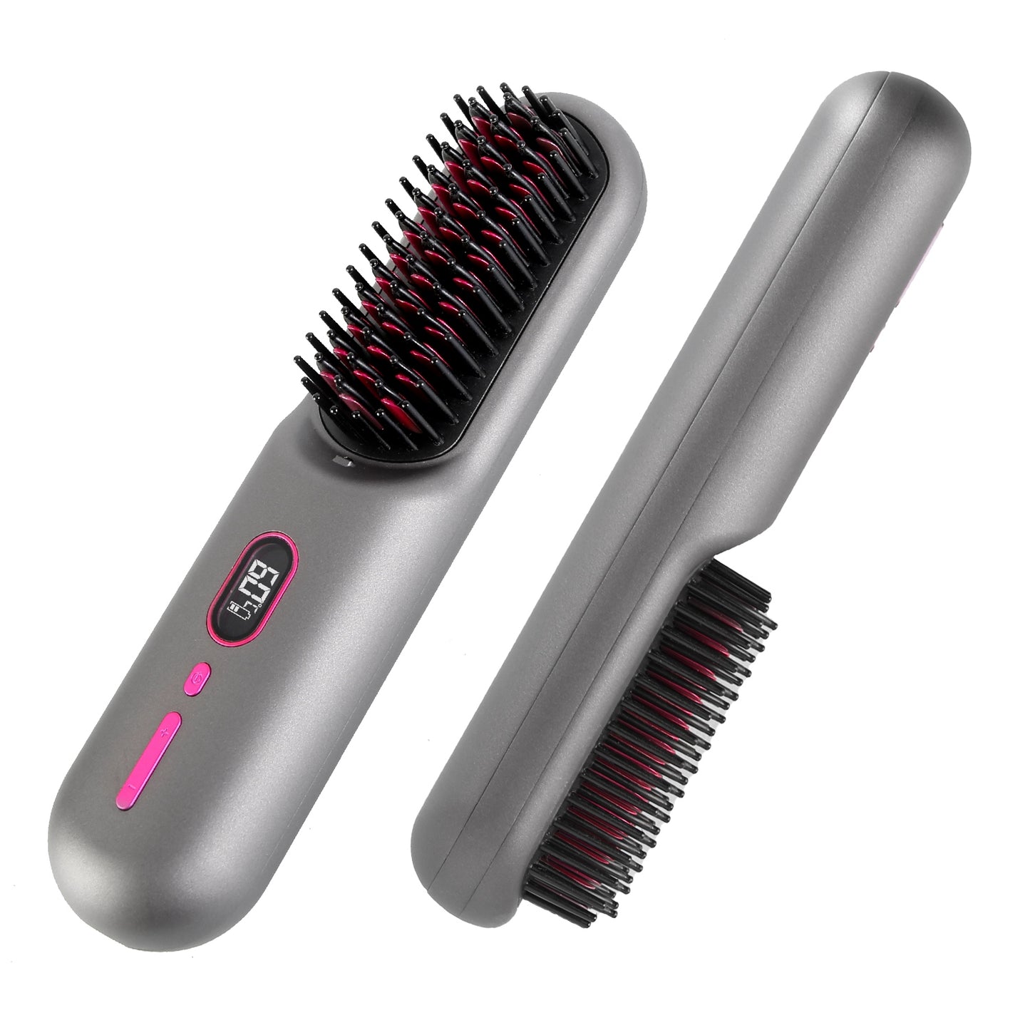 Cordless Negative Ion Hair Straightener Brush - Portable Rechargeable Comb