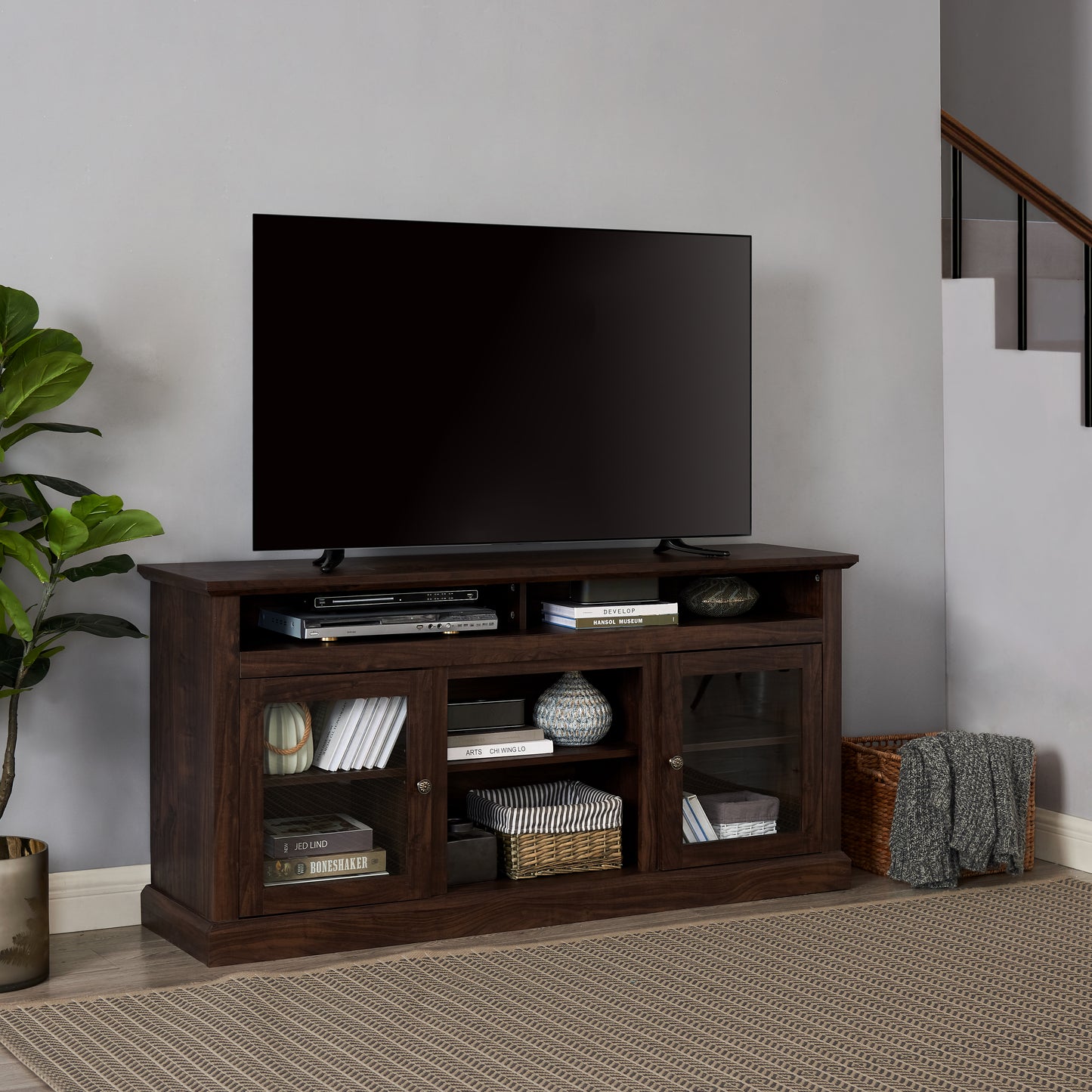 Modern TV Stand For Up To 65 Inch TVs, Entertainment Center Farmhouse