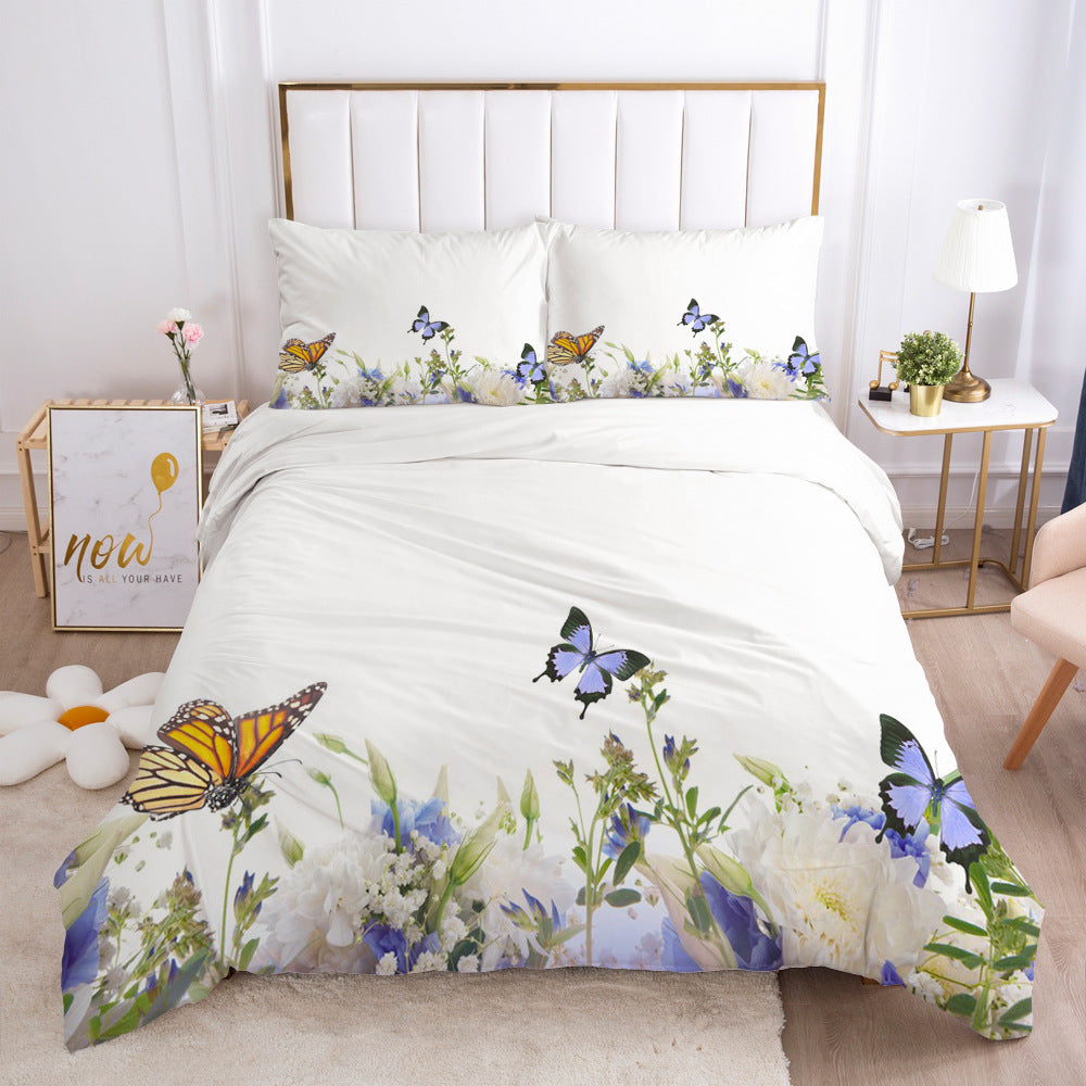 Minimalist Digital Printing Bedding Set - White, Twin, Full, Queen, King