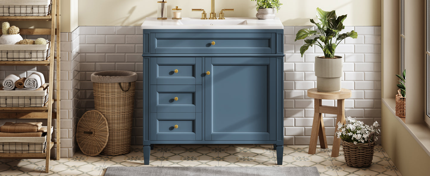 36-Inch Indigo Blue Modern Bathroom Vanity with Sink