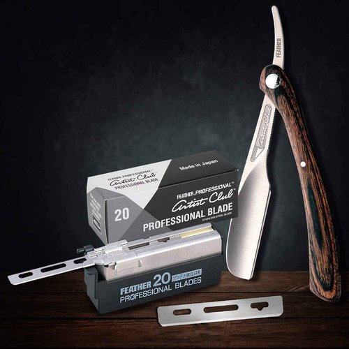 Feather Artist Club Pro Super Single Edge Razor Blades For Men - Barber Accessories for Thick, Coarse Beard Hair - Fits All Artist Club Straight Razor Handles (5 Pack of 20)