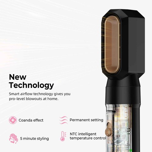 Atopskins 6 in 1 Blow Dryer Brush & Hot Air Brush, Negative Ion Hair Styler Set, 1000W Hot Air Styler for Auto Curling, Fast Drying, Straightening, Volumizing, Hair Styling Tools Gift for Women