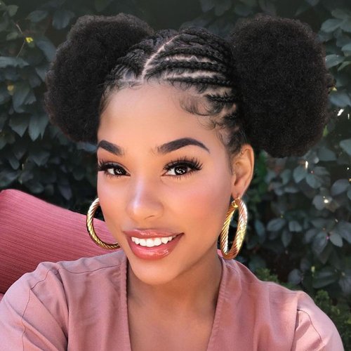 Fancy Hair Braided Wig With Afro Puff Hair HD Transparent 360 Full Lace Glueless Short Afro Wig with Baby Hair for Black Women
