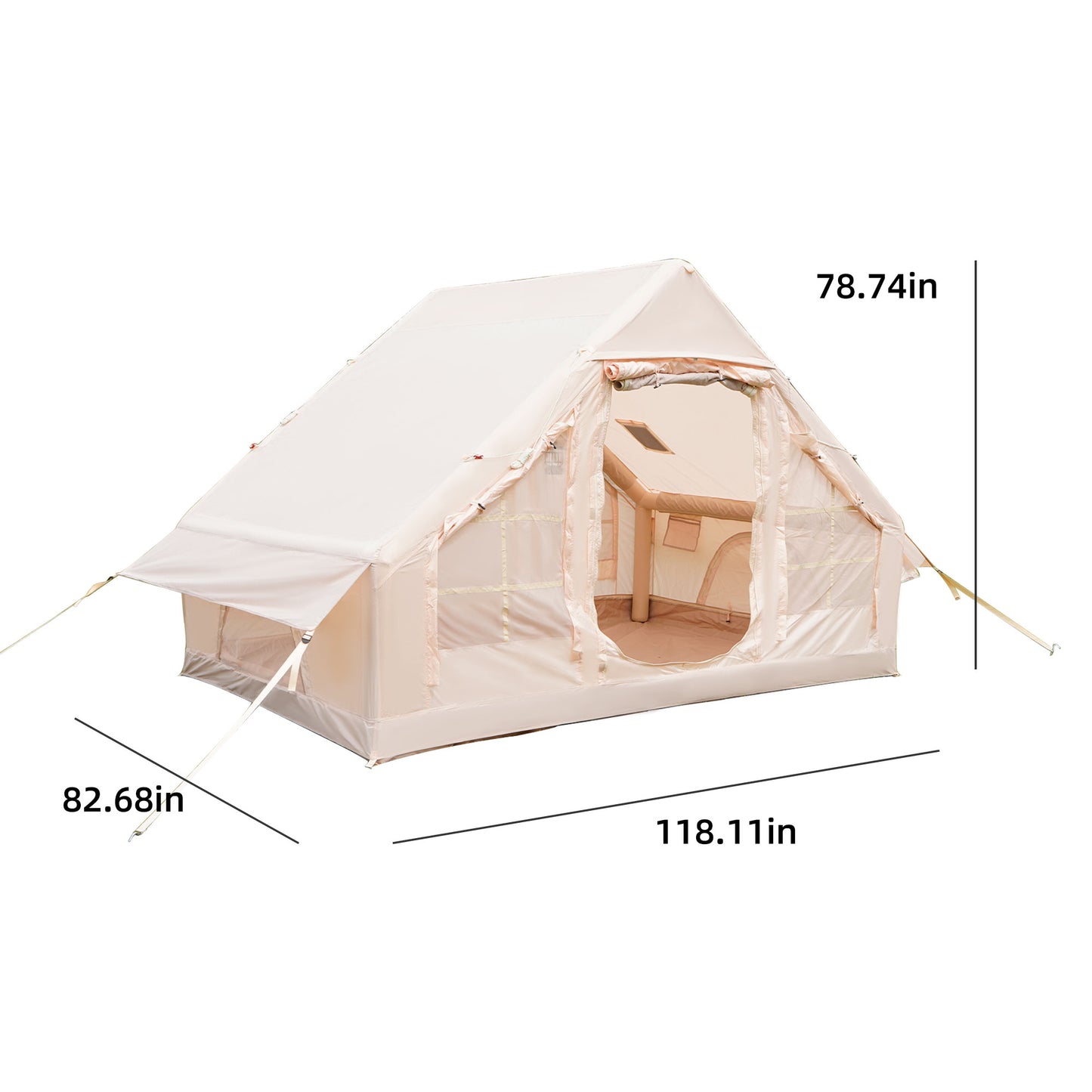 Inflatable Camping Tent with Hand Pump - Waterproof, Easy Setup, Beige
