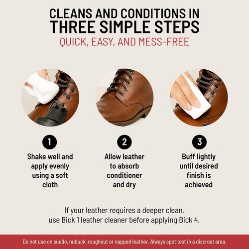 Bick 4 Leather Conditioner and Leather Cleaner 2 oz - Will Not Darken Leather - Safe of Leather Apparel, Furniture, Jackets, Shoes, Auto Interiors, Bags & All Other Leather Accessories