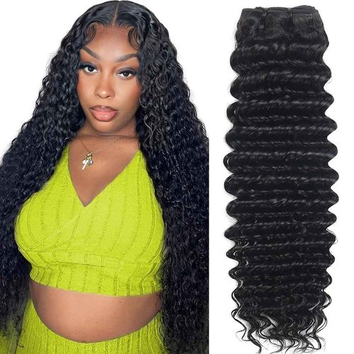 Troskamar Deep Wave Human Hair Bundles 22 Inch 12A Brazilian Virgin Wet and Wavy Human Hair Bundles 100% Unprocessed Deep Curly 1 Bundle