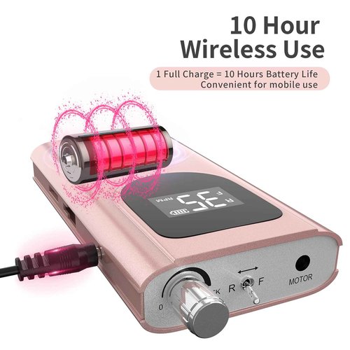Kredioo Nail Drill, 35000RPM Nail Drills for Acrylic Nails Professional Cordless Electric File Rechargeable Portable Machine 6 Bits Dremel Tools for Women Manicure Pedicure Remove Gel Polish