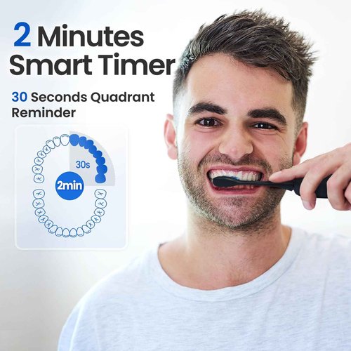 Marlincare Sonic Electric Toothbrush for Adults&Teens - 180 Days Battery Life, Seamless Button&48000RPM Rechargeable Tooth Brush, 4 Replacement Heads for Deep Clean/Smart Timer/4 Brushing Modes/IPX8