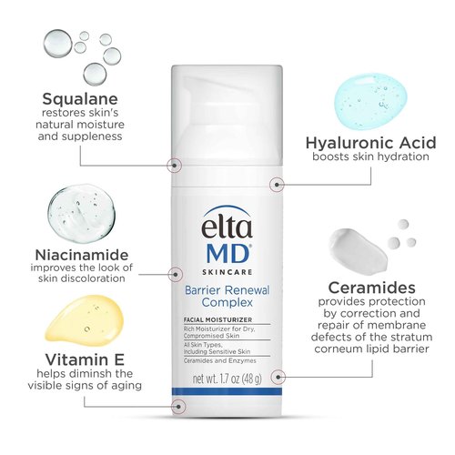EltaMD Barrier Renewal Complex Face Moisturizer for Dry Skin, Sensitive Skin Moisturizer for Face, 1.7 oz Pump