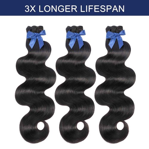 VQQSWAN Raw Bundles Human Hair Body Wave, Bleachable & Dyeable, No Shedding, No Tangles, 15A Raw Vietnamese Hair Bundles, 18 Inch, 3X Longer Lifespan