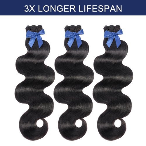 VQQSWAN Raw Bundles Human Hair Body Wave, Bleachable & Dyeable, No Shedding, No Tangles, 15A Raw Vietnamese Hair Bundles, 14 Inch, 3X Longer Lifespan