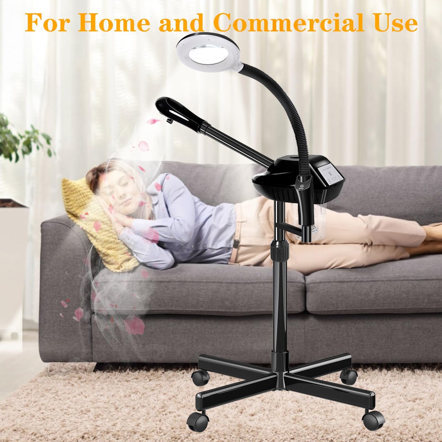 Professional Facial Steamer, 2 in 1 Facial Steamer with 5X Magnifying Lamp, Ozone Face Steamer, Suitable for Home or Beauty Spa Use