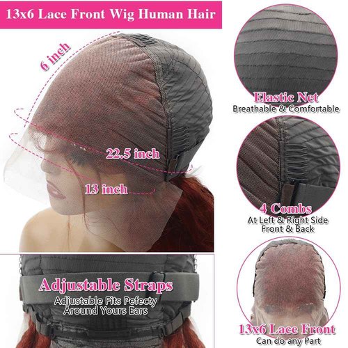 Homgoss 13x6 Body Wave Lace Front Wigs 250% Density #33 Reddish Brown Human Hair Wigs Glueless HD Lace Frontal Wigs Natural Hairline Bleached Knots Max Parting Human Hair wigs For Women 24 Inch