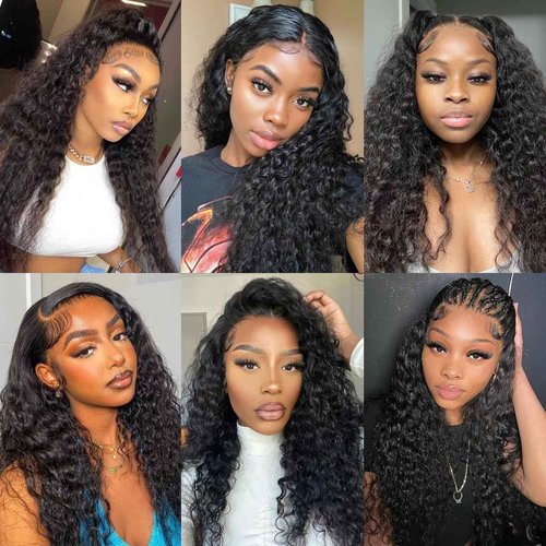 Ferzzon 6x4 Deep Wave Lace Front Wigs Human Hair 180 Density Glueless Wigs Human Hair Pre Plucked Cut 6x4 Deep Wave Closure Wig Pre Cut Wigs Human Hair Curly Glueless Wig 26 Inch