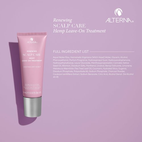 Alterna Haircare Renewing Scalp Care Hemp Leave On Vegan Hair and Scalp Treatment, 2.5 Fl Oz Lightweight and Fast Absorbing to Moisturize, Soothe and Calm Scalp