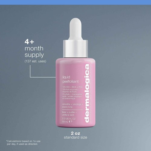 Dermalogica Liquid Peelfoliant with Glycolic Acid, Face Exfoliator Peel with AHA BHA PHA, Smooths Fine Lines and Wrinkles, Unclogs Pores, and Improve Skin Tone - 2 fl oz