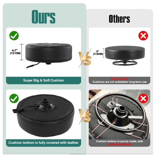 Ainilaily Rolling Stool with Wheels Adjustable Height, Roller Stool for Massage Medical Tattoo Spa Heavy Duty Swivel Desk (Super Thick Cushion, Black)