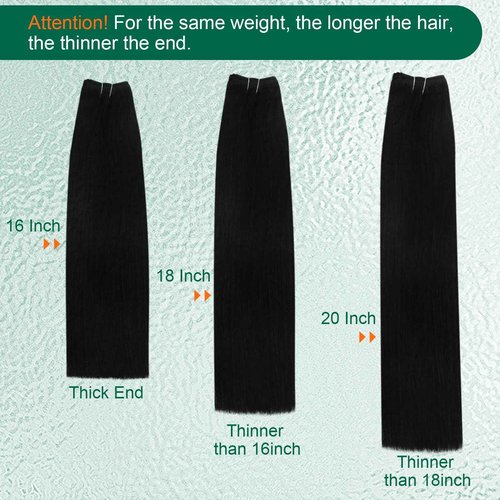 Easyouth Sew in Hair Extensions Human Hair Black Hair Extensions Weft Jet Black Sew in Hair Extension Real Human Hair Natural Looking 22 Inch 100G