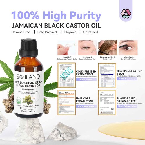 SAVILAND 50000RPM Nail Drill & Jamaican Black Castor Oil Organic : 2024 High Tech Fast Removal Electric Nails Drill Kit 6000mAh Rechargeable Machine Dremal Professional Drill Bit