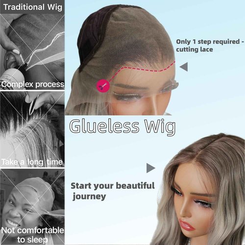 Aisom 613 Platinum Blonde Wig Synthetic Lace Front Wigs Pre Plucked 13x6 HD Glueless Straight Layered Lace Front Wig for Women Ready Go Wigs Beginner Friendly 22 Inch