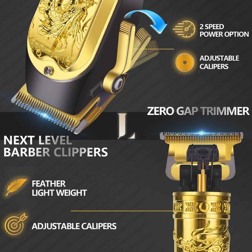 LQT Professional 3-in-1 Haircut and Shaving Set, Gold Design LED Display 17 Accessories + Travel Storage Box, Equipped with Large Capacity Battery, Holiday Gift, Men's Gift